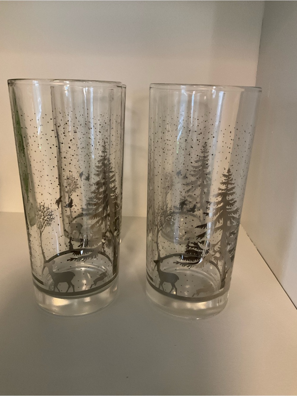 Set of 4 Libby Glass Tumblers Winter Forest Animal